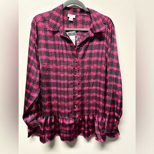 Avenue size 18 satin plaid top NWT
